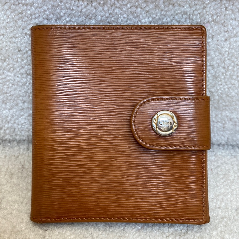 authentic vintage chloe epi leather bifold wallet